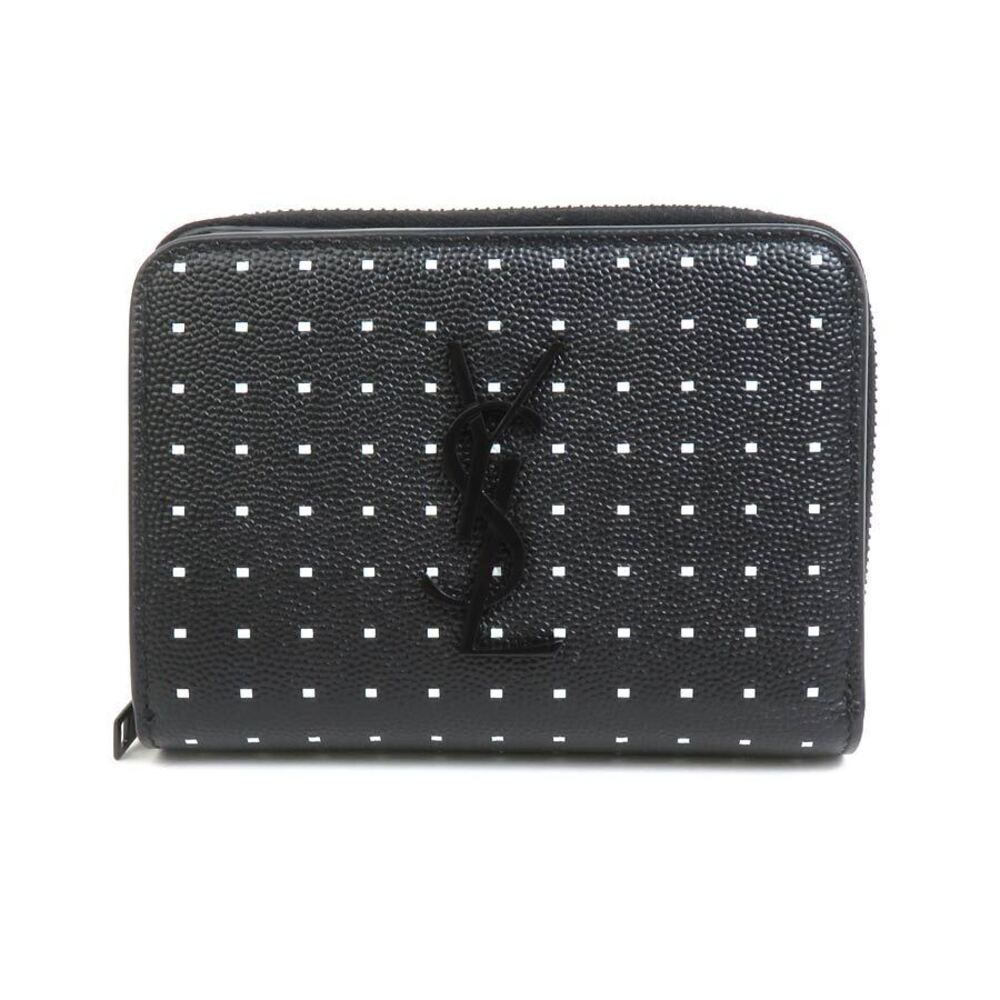 Saint Laurent bi fold wallet leather black white